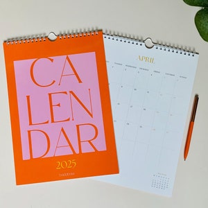 Red Modern Minimalist 2025 Wall Calendar, A4 size Planner, Organizer