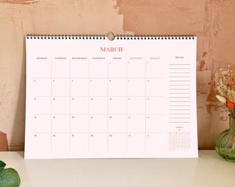 Planificateur de calendrier mural minimal A3, avec 3 feuilles d’autocollants, options de mi-année 2023-2024 et 2024