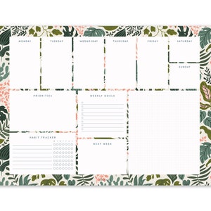 Floral Weekly Planner, A4 Size, Floral Weekly Notepad - Etsy