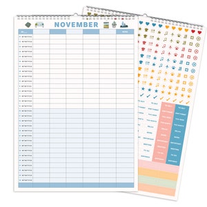 A3 Undated Family Calendar Monthly Planner Family Wall - Etsy UK