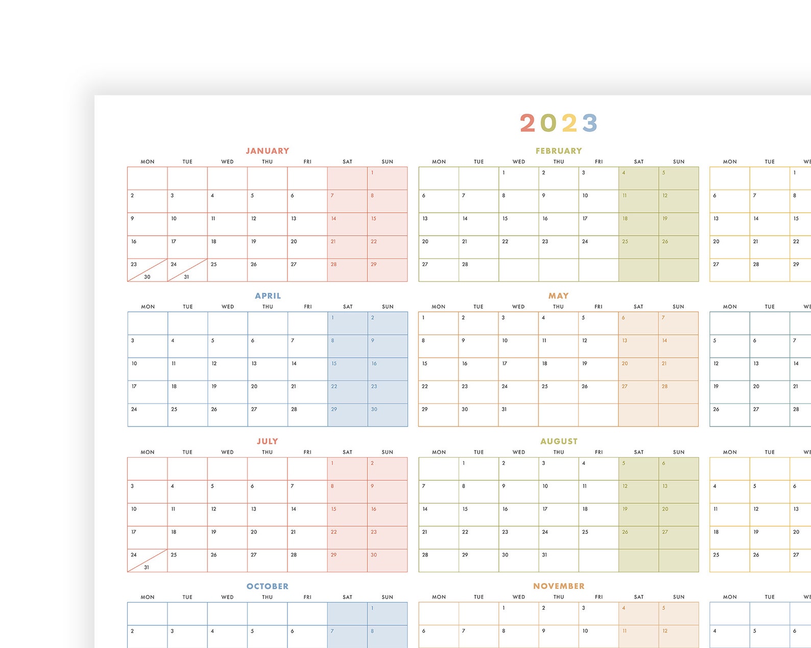 Printable Wall Planner 2023 Wall Calendar A1 Printable Wall Etsy UK