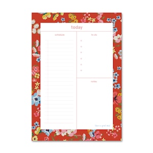 Floral Daily Planner Notepad: A5 To-Do List, 50 Tear-Off Sheets