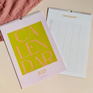 Pink Family Wall Calendar Organiser,  A3 Size , Elegant Minimal Design, High-Quality Paper