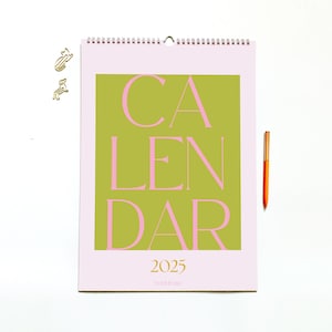 2025 Pink Modern Wall Calendar, A4 Size, Monday Start