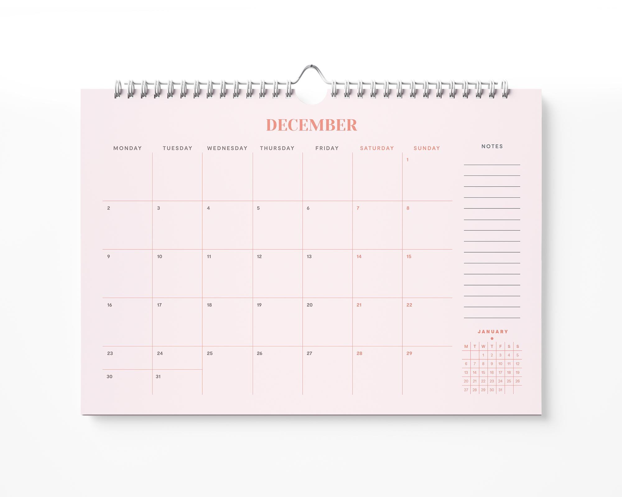 2025 Minimal Horizontal Wall Calendar Planner - A3 and A4 Size Options