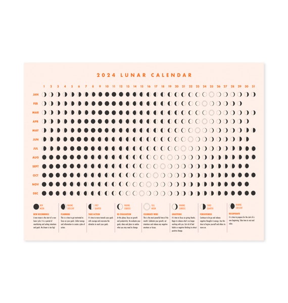 Calendario Lunar 2024 / Imprimible 