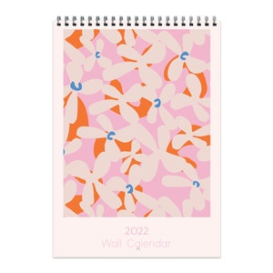 Utk Calendar 2022 2022 Wall Calendar Pink Abstract One Page Sticker Flat Size | Etsy Ireland