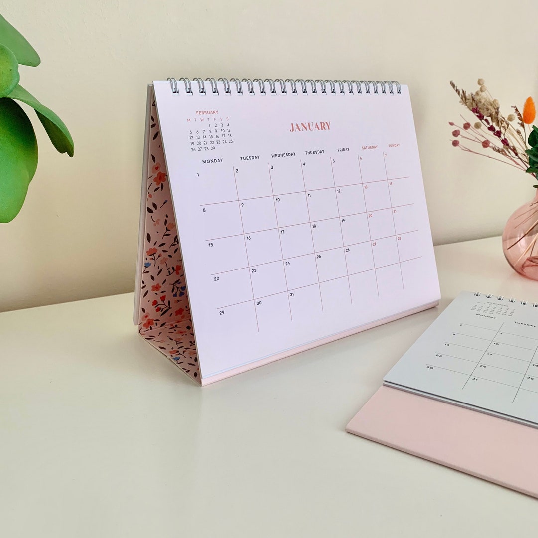 Minimalist Desk Calendar Planner Month at A Glance Mid Year - Etsy UK