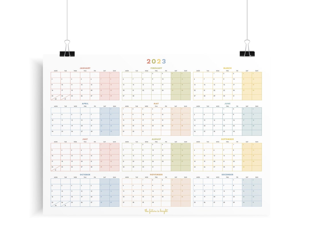 Printable Wall Planner 2023 Wall Calendar A1 Printable Wall Etsy UK