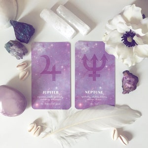 mazzo oracolo astrologico / divinazione / segni zodiacali / pianeti / asteroidi / carte oracolo / arte cosmica