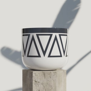 Model 201 - Planter 14&quot;x  12&quot; - Triangular Pattern - Dark Navy - White