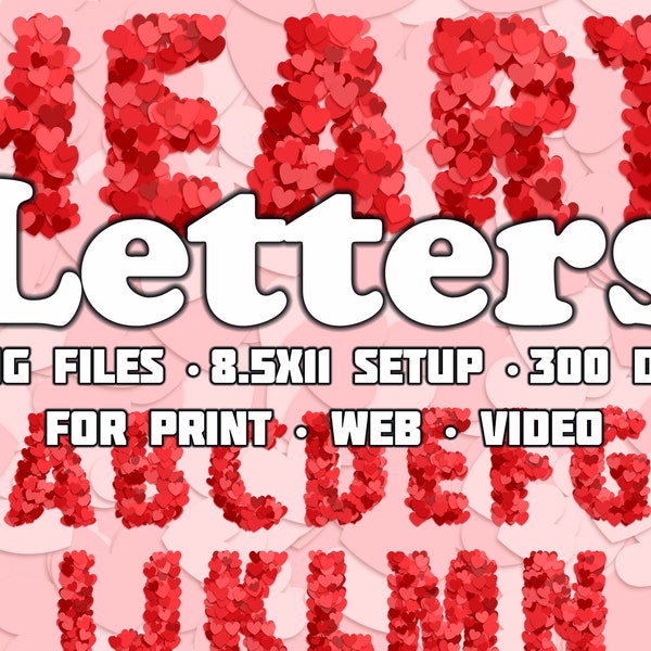 LOVE letters, PNG, Valentines Font with heart, for Print, Sublimation, Transfer, Social Media, Web, or Video, Heart Letters, Heart Font SVG