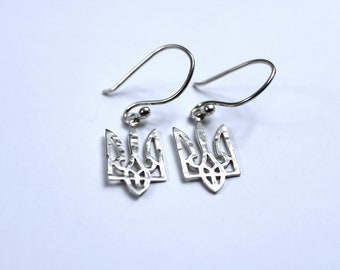 Ukrainian Silver Tridents Earrings: Handcrafted with National Symbolism.