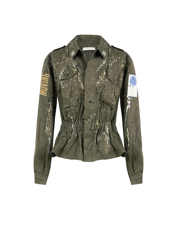 Original Customized Solid Color Upcycled Military Jacket
