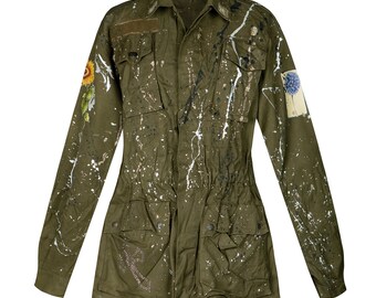 Original Customized Solid Color Upcycled Military Jacket