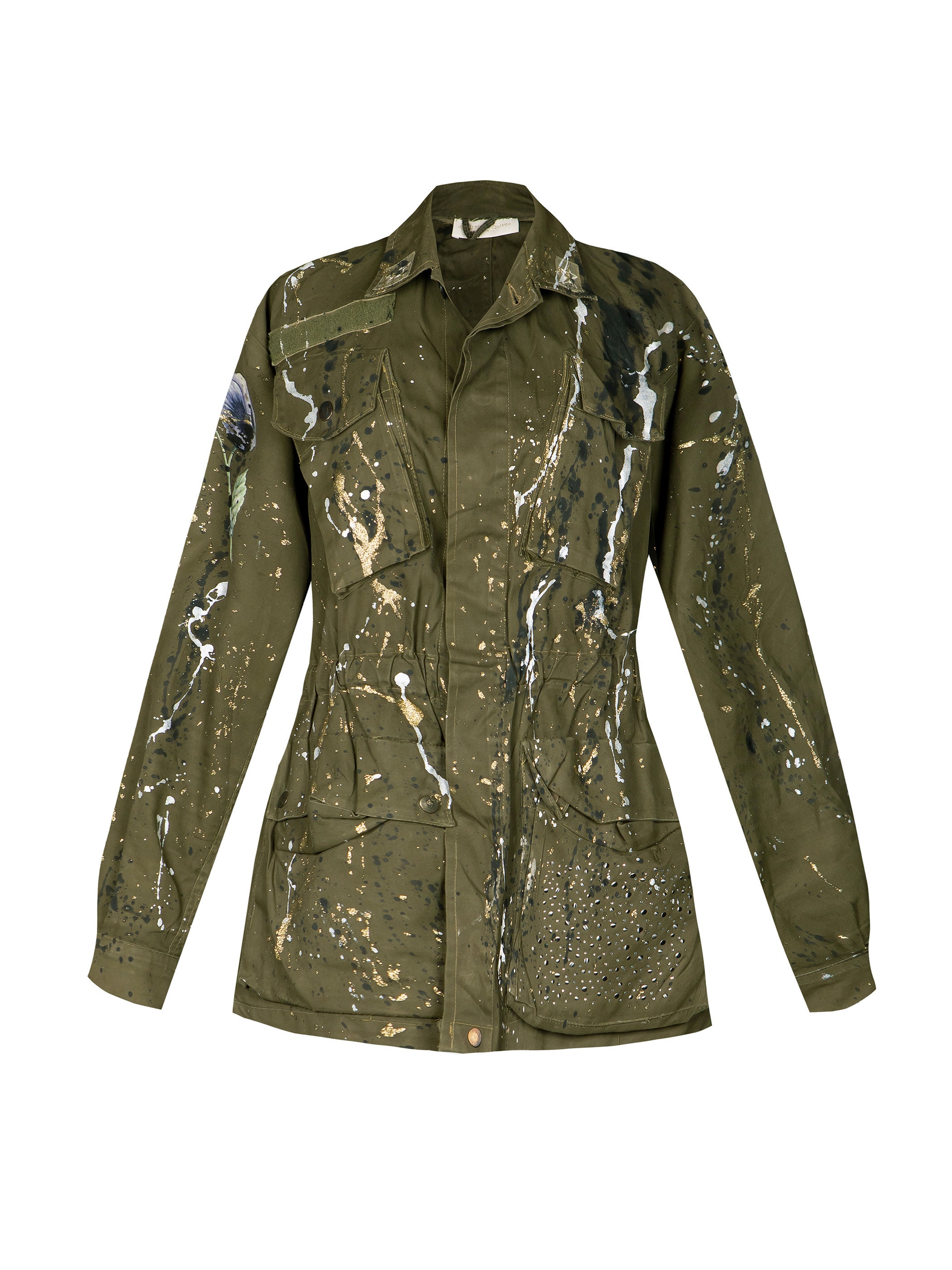 Original Customized Solid Color Upcycled Military Jacket Original Customized Solid Color Upcycled Military Jacket