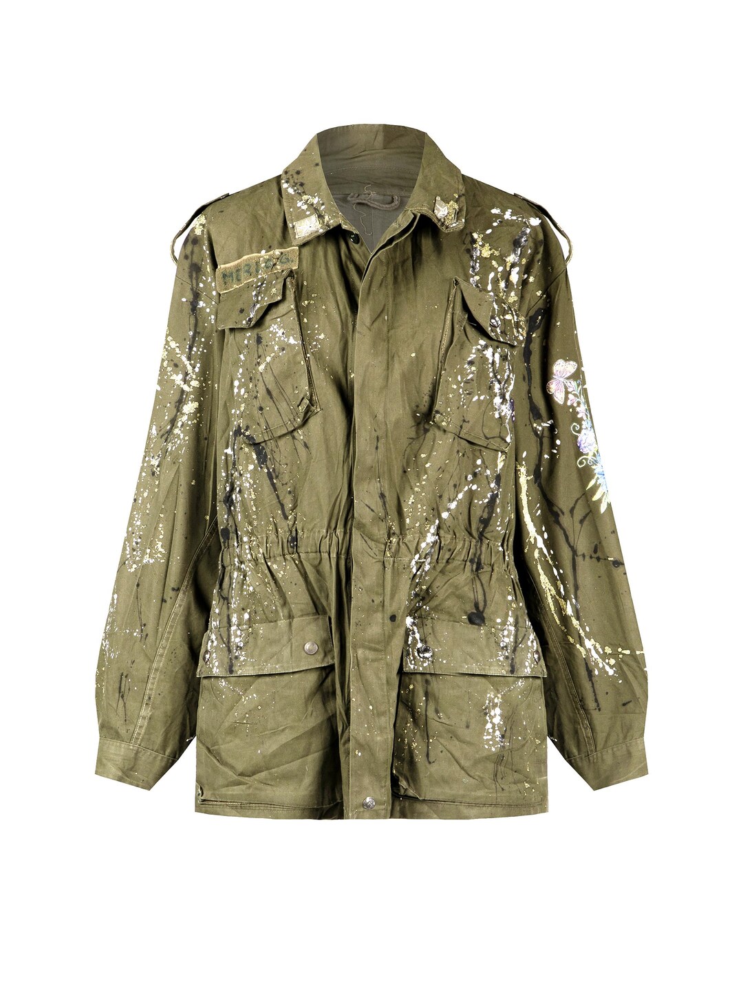 Original Customized Solid Color Upcycled Military Jacket, Hand Painted ...