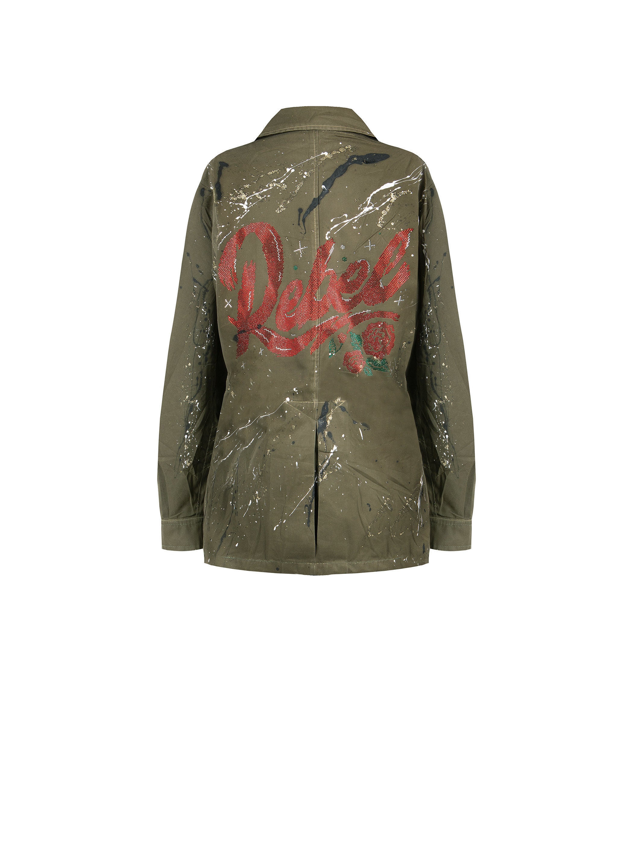 Original Customized Solid Color Upcycled Military Jacket Original Customized Solid Color Upcycled Military Jacket
