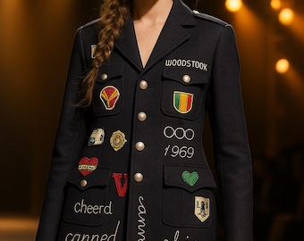 Upcycled Military Jacket with Custom Patches and Embroidery, Structured Vintage Parade or Uniform Jacket, Customizable – Life Jackets