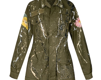 Original Customized Solid Color Upcycled Military Jacket