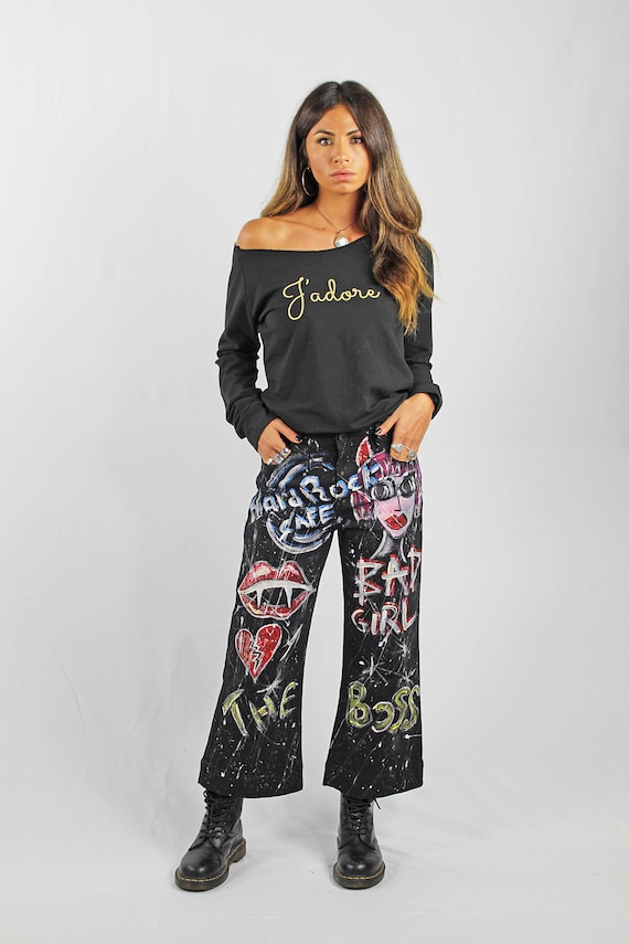 Jersey Stretch Black Leggings With Faux Fur Hearts Applique Jersey Stretch Black Leggings With Faux Fur Hearts Applique