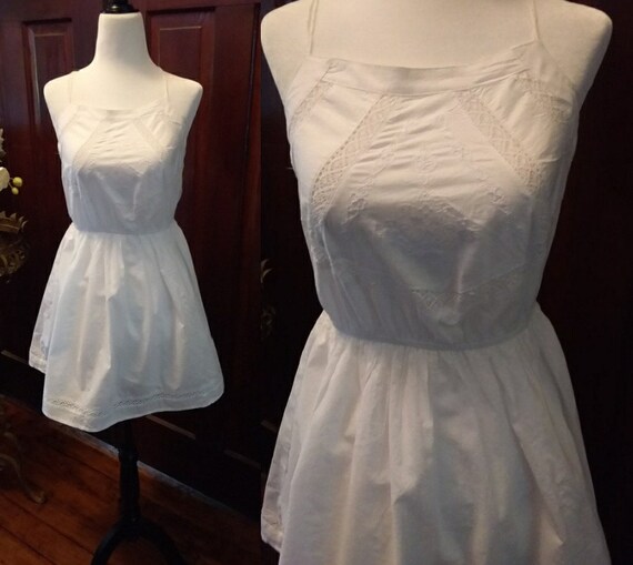 Vintage White Cotton Eyelet Dress/Womens dresses