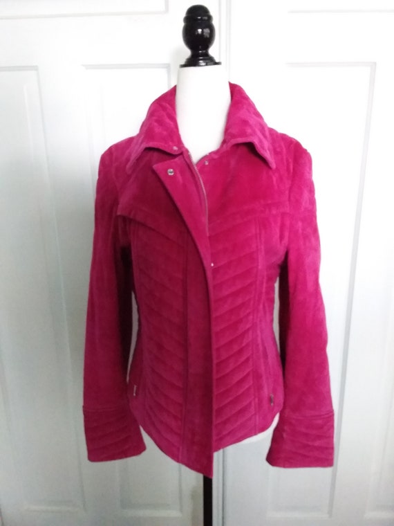 Pink Suede Jacket/Pink Motorcycle Jacket/Vintage S