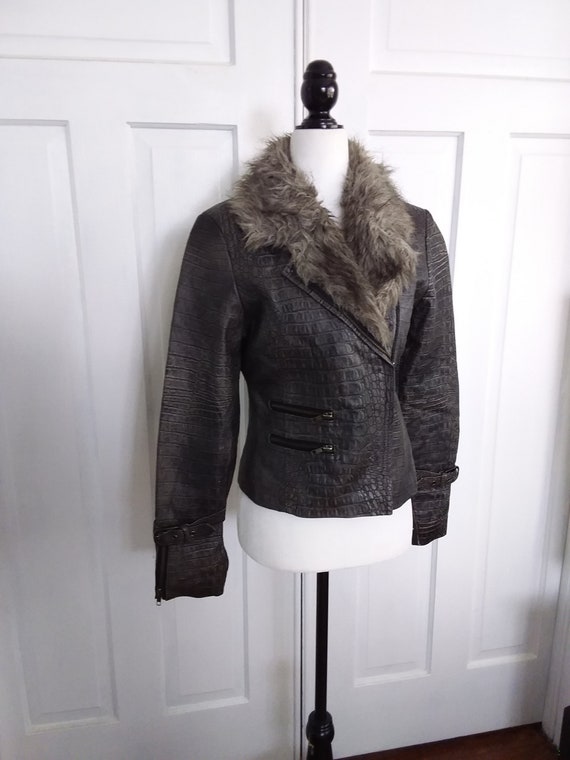 Grey Leather Jacket/Vintage Leather Jacket