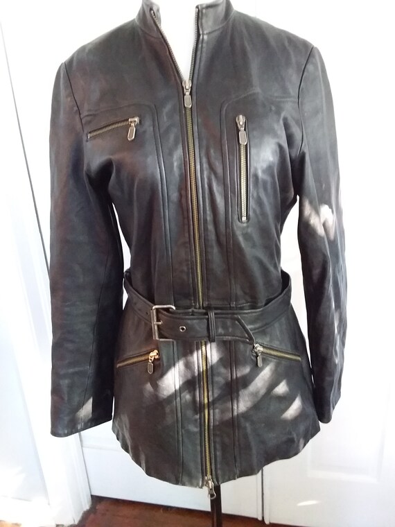 Black Motorcycle Jacket/Womens Motorcycle Jacket/V