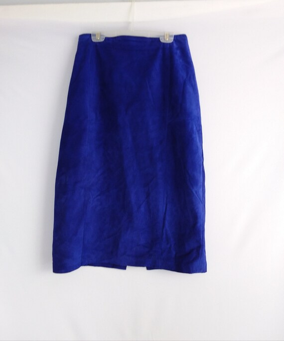 Cobalt Blue Suede Skirt/Vintage Suede Skirt