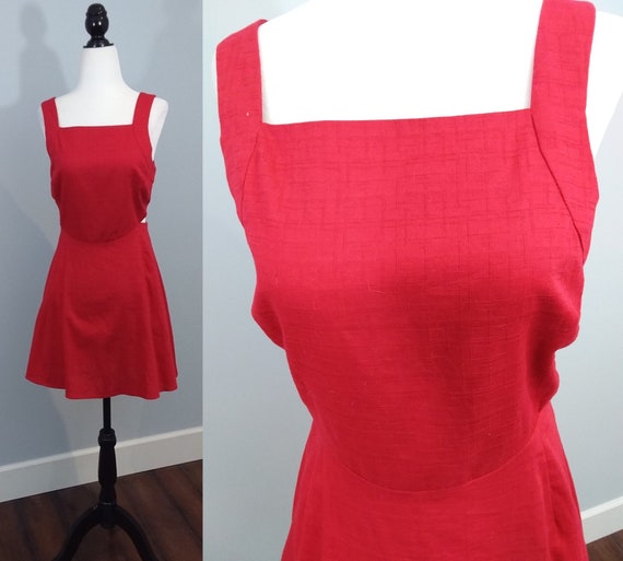 Red Linen Dress/red Mini/vintage Linen/red Mini Dress/90s Mod | Etsy Canada