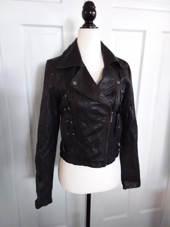 Faux Leather Motorcycle Jacket/Vintage Motorcycle
