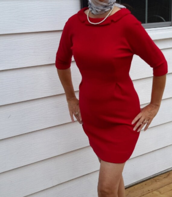 50s Wool Dress/Vintage Dress/Mad Men Dress/50s Wig