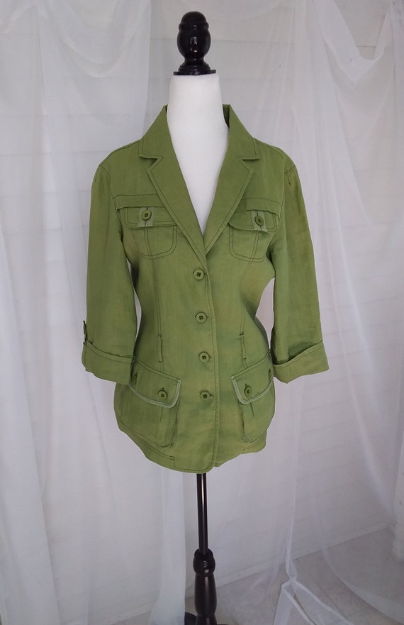 Vintage Linen Jacket/Green Linen Jacket