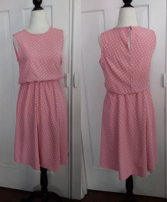 Pink Polka Dot Dress/90s Dress/Pink Dress