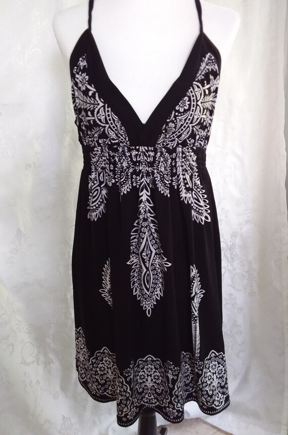 Vintage Black and White Sundress/80s Sundress