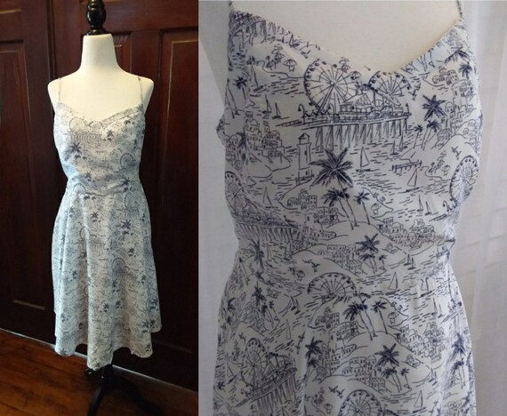 Vintage Sundress/Blue Sundress/Womens Dresses