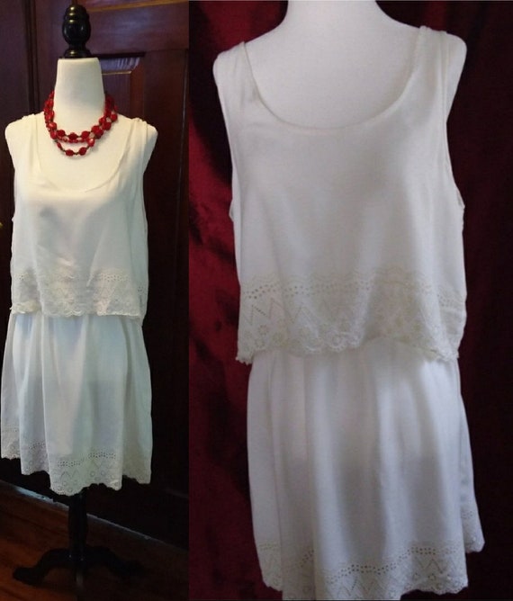 Vintage Sundress/Vintage Cream Cotton 70s Sundress