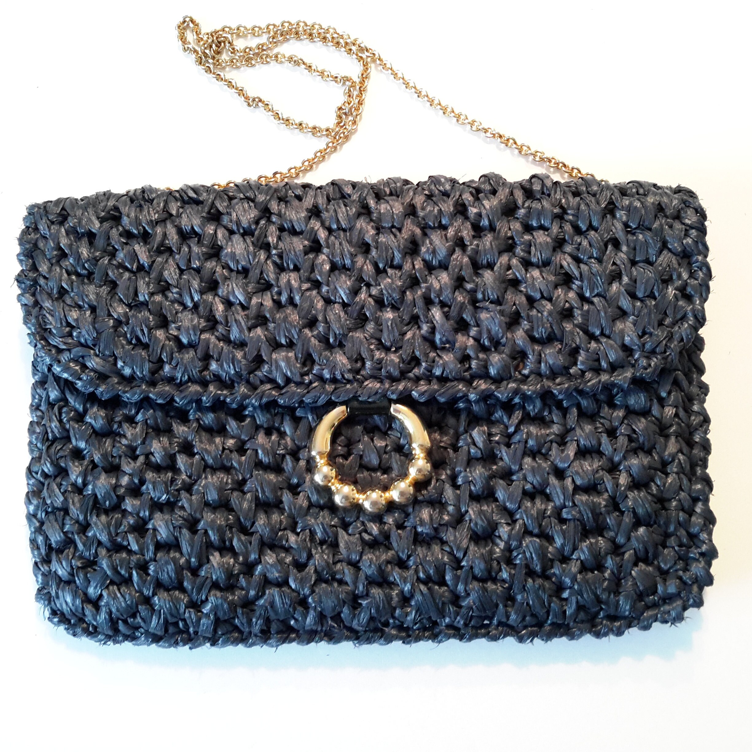 Retro RODO Wicker Handbag/Made in Italy/80s Rodo Navy Blue | Etsy