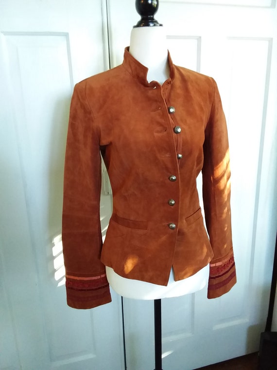 Vintage Suede Jacket/70s Suede Jacket/Copper Suede