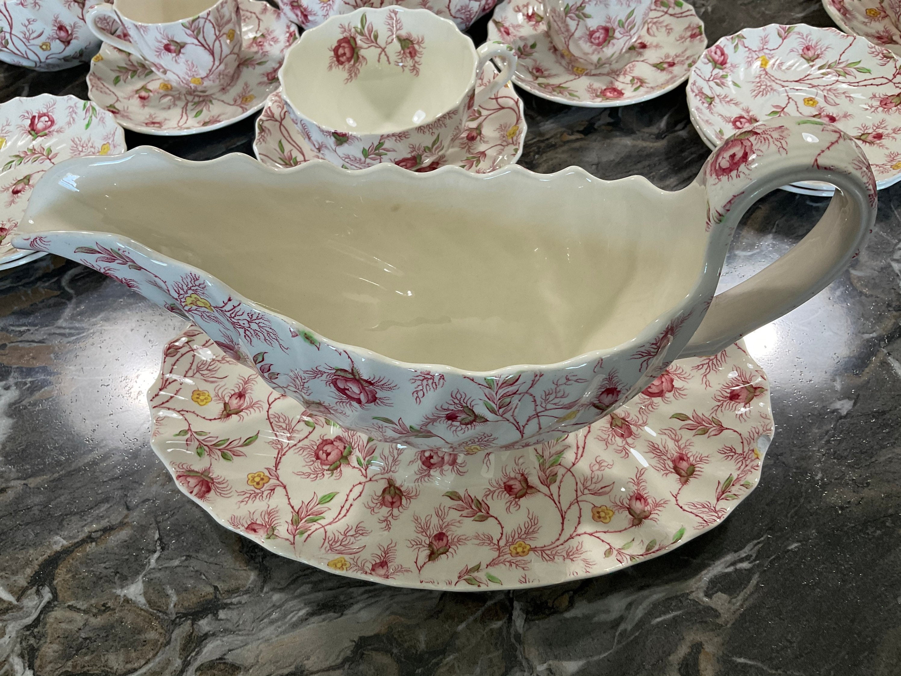 Copeland Spode Rosebud Chintz 91 piece Dinnerware Set England Etsy