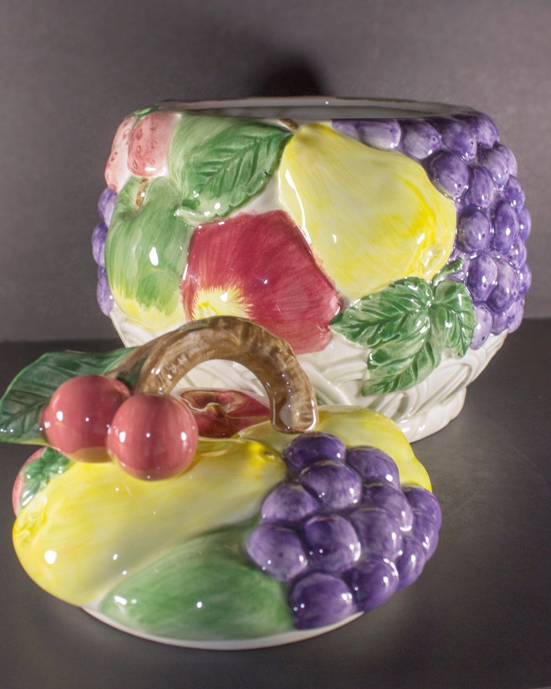 Vintage Otagiri Fruit Basket Cookie Jar Hand Painted Etsy