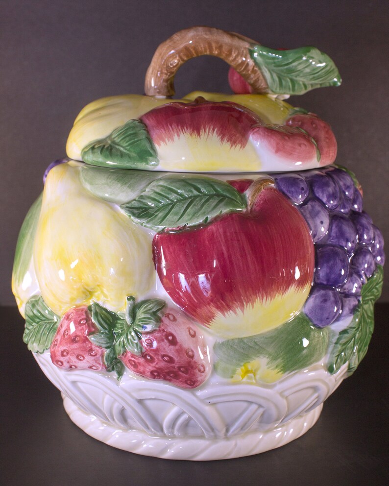 Vintage Otagiri Fruit Basket Cookie Jar Hand Painted Etsy