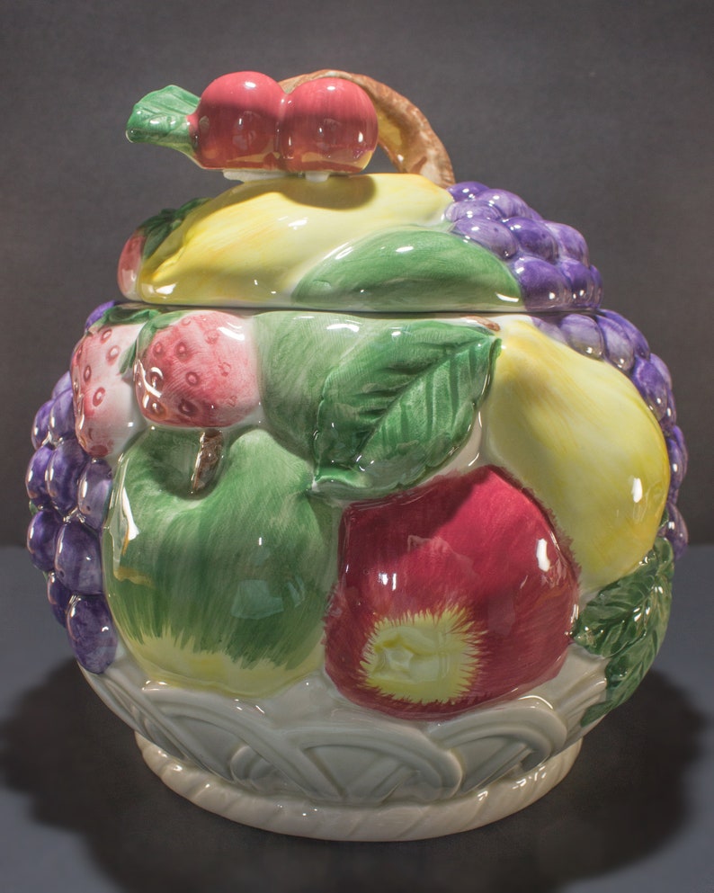 Vintage Otagiri Fruit Basket Cookie Jar Hand Painted Etsy