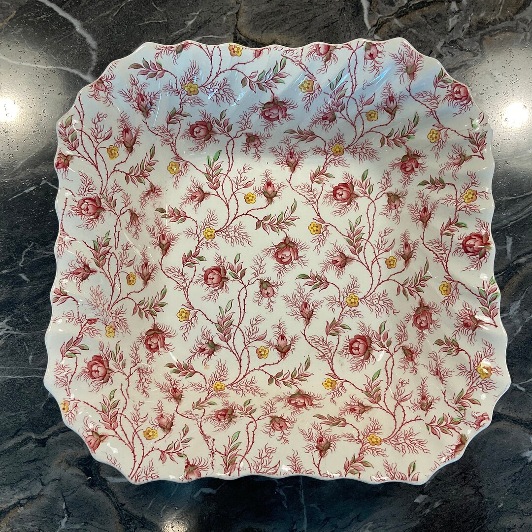 Copeland Spode Rosebud Chintz 9 Square Vegetable Bowl Etsy