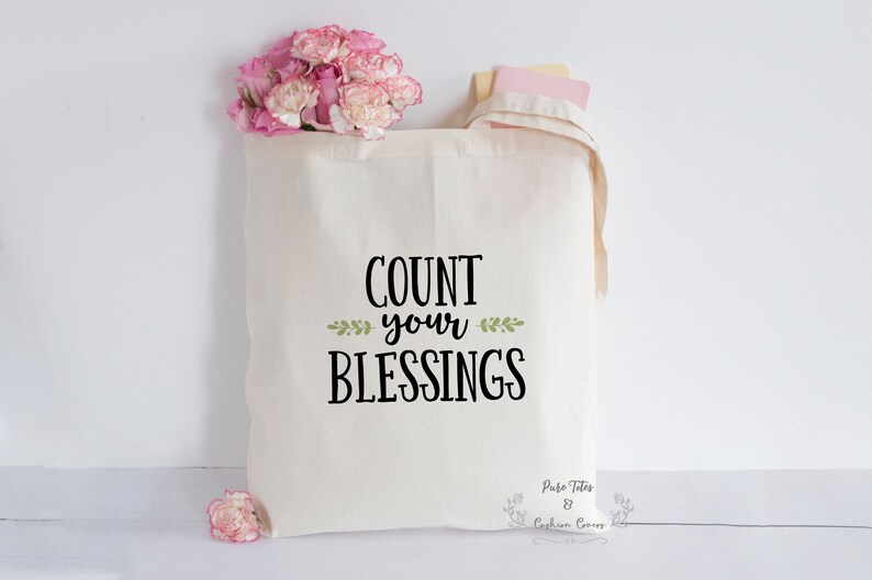 Count Your Blessings Tote Bag Christian Quote Tote Bag Cute Etsy