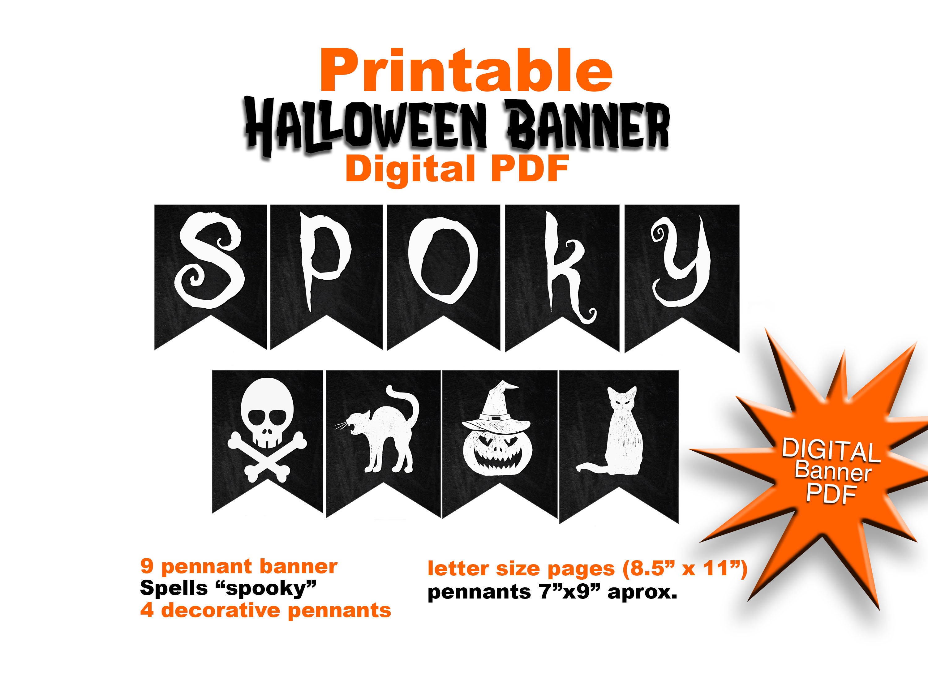 Halloween Banner Printable Spooky Printable  Etsy