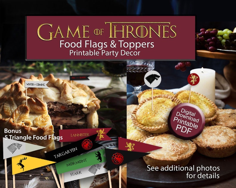 Printable Game Of Thrones Cupcake Topper Flags Party Etsy