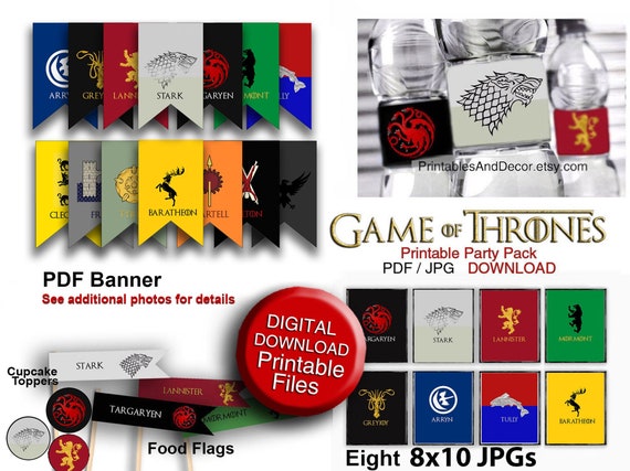 Printable Game Of Thrones Party Decor Cupcake Topper Etsy