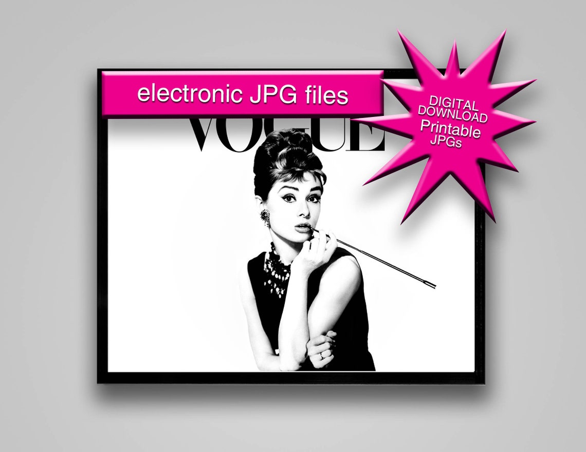 Audrey Hepburn Wall Art Printable Fashion Poster Bedroom ...